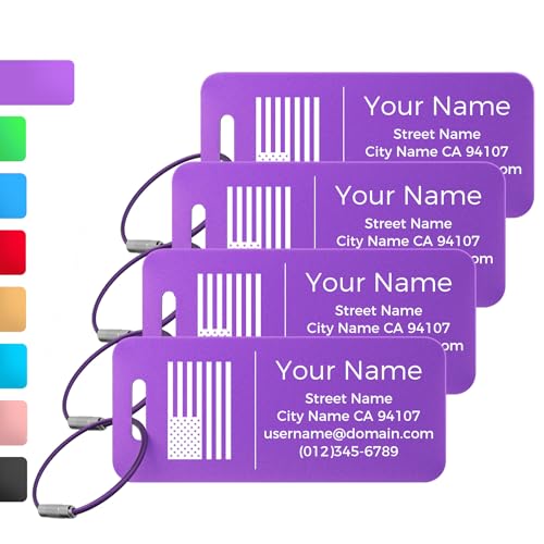 4PCS Personalized Luggage Tag (Purple / Small)