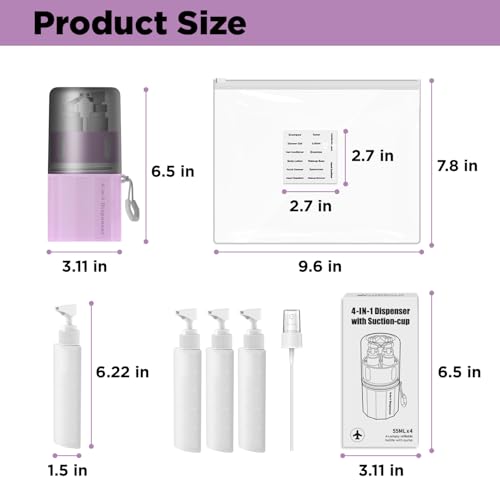 4 in 1 Travel Toiletry Containers (Pink)