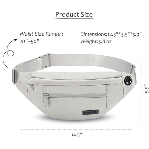 Large Grey Fanny Pack Crossbody Bags for Women Men Fashion Waist Bag (Cloud Grey / Large)