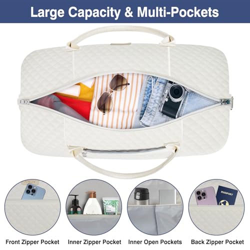Weekender Bag for Women Travel Duffel Bag (Large / 9A-Off White)