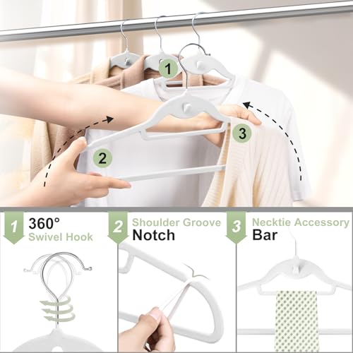 Velvet Felt Stackable Hangers 50 Pack (White)