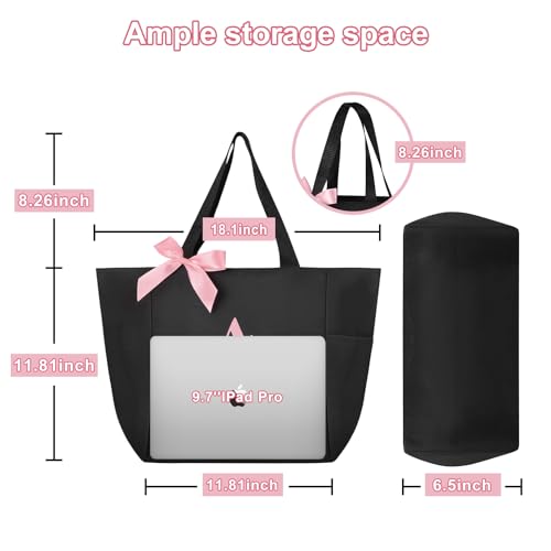 Tote Bag, A-Z Initial Monogrammed Waterproof Tote Bag, Bridesmaid Gifts for Women, Black and Pink (Z, Black) (Black)