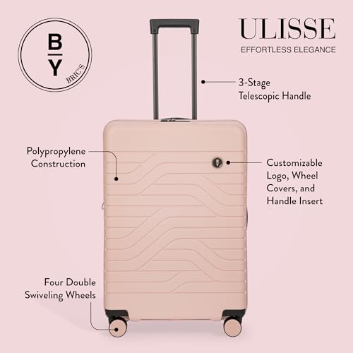 B Y Ulisse Checked Luggage with Spinner Wheels (Checked-medium / Pearl Pink)