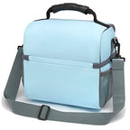 Double Layer Cooler Insulated Lunch Bag Adult Lunch Box Large Tote Bag for Men (Light Sky Blue)