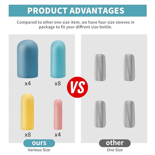 24 Pack Multi Sizes Silicone Bottle Covers Travel Essentials for Women (24 Pack)