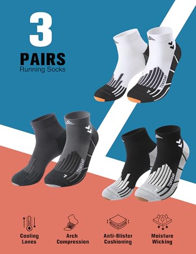Compression Ankle Running Socks (13-16 / G-black White Gray)
