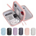 PU Leather Cable Organizer Double Layer Travel Pouch (Pink / M)