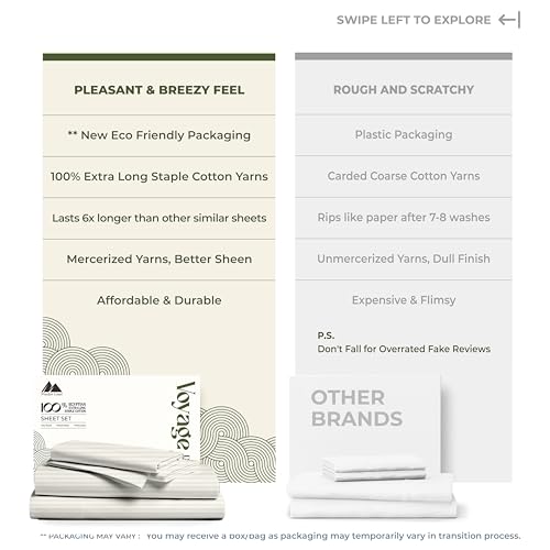 100% Egyptian Cotton Twin Size Sheet Set (Twin / 23 - Striped Ivory)