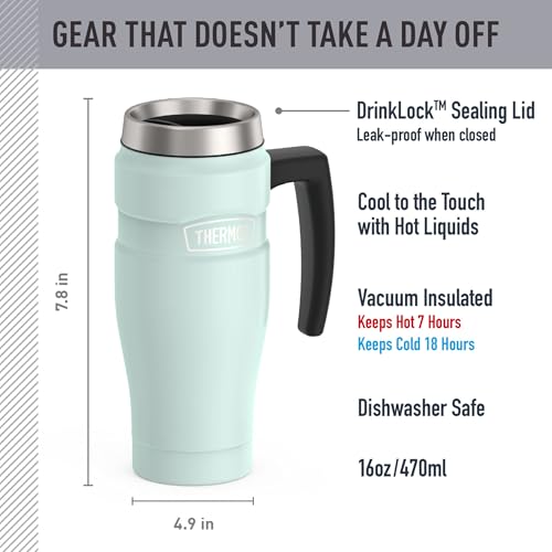 Stainless King Travel Mug with Handle (Matte Light Blue / 16 Ounces / Handle)