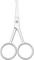 Multicolor Professional Grooming Scissors for Personal Care Facial Hair Removal and Ear Nose Eyebrow Trimming Stainless Steel Fine Straight Tip Scissors 3.9 Inch (Silver Safety Head C)