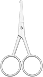 Multicolor Professional Grooming Scissors for Personal Care Facial Hair Removal and Ear Nose Eyebrow Trimming Stainless Steel Fine Straight Tip Scissors 3.9 Inch (Silver Safety Head C)