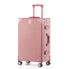 Zipperless Suitcase with Aluminum Frame (Pink / Checked in 28inch)