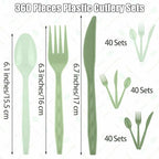 360 Pieces Gradient Sage Green Plastic Cutlery Set (Gradient Sage Green)