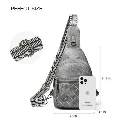 Sling Bag For Women Fanny Pack Crossbody Travel Shoulder Belt Bags Tote Backpack Purse Faux Leather Dark Grey (Dark Grey)