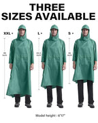 Hooded Rain Poncho Packable Waterproof Unisex Raincoat with Pocket (Small / Pea Green)