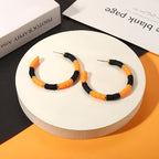 Game Day Earrings Football Baseball Earrings for Women Sports Team Heishi Hoop Earring Football Accessories Outfits Cheer Mom Essentials Fall Sports Must Haves Cheer Gifts (Orange Black)