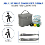 NOL 8L Insulated Lunch Bag for Women (Cool Gray / Medium (8 Liters))