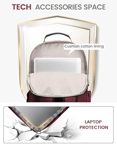 Laptop Backpack Purse for Women (Wine Red / 15.6-Inch)