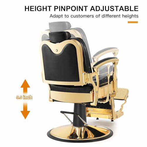 Barber Chair Salon Chair Heavy Duty Barber Chair (Gold)
