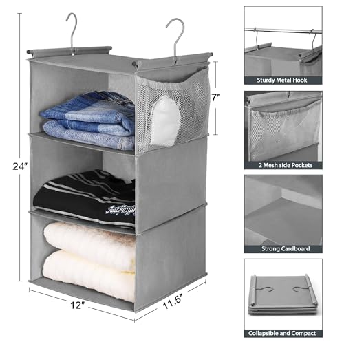 3 Tier Shelf Hanging Closet Organizer (Grey2)