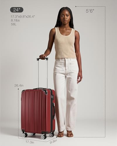 Luggage Lightweight and Durable Hardshell (wine wind new / M(24in))