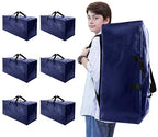 Heavy Duty Moving Bags with Backpack Straps and Strong Handles (Blue / 93 L - 6 pcs - Backpack)