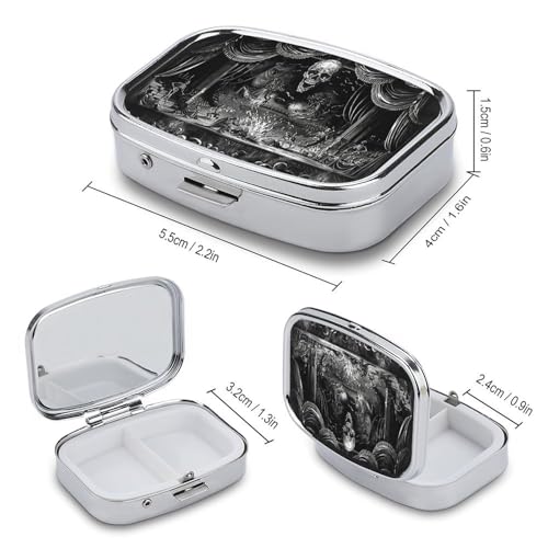 Metal 2 Compartment Pill Organizer Travel Friendly Portable Compact Pill Box Cute Pill Case to Hold Vitamins (Dark Stage)