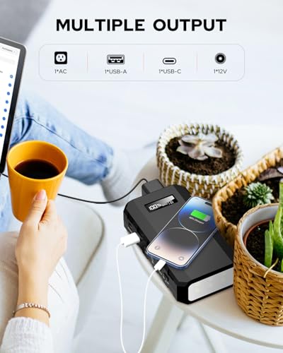 23400mAh 86.58Wh Portable Power Bank with AC Outlet (Black and White)