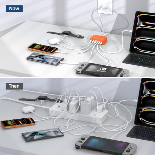 100W 6 in 1 USB Charger (Orange)