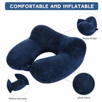2 Inflatable Neck Pillow Airplane Travel (Black and Blue)