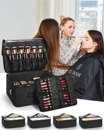 Extra Large Cosmetic Case (Black with 4 Clear Pouches / Extra Large)