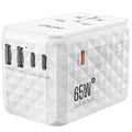 65W International Travel Adapter (65W-2A3C(1 Fast Charger Port) / White)