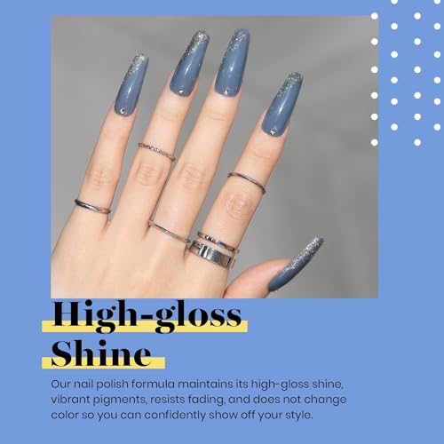 Beetles Blue Gel Nail Polish 15ML Soak Off UV Gel for Fall Nail Art DIY (D - Creme Blue | Grayish Blue)
