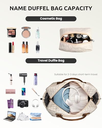 Personalized Initial Duffle Travel Bag (Beige / W)
