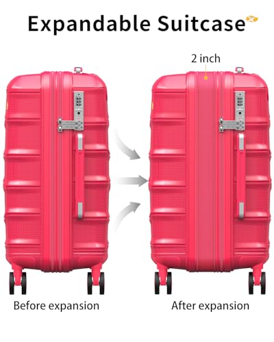 20 Inch Expandable Carry On Luggage 22x14x9 Airline Approved Suitcase (0-Red / Carry-On 20-Inch)