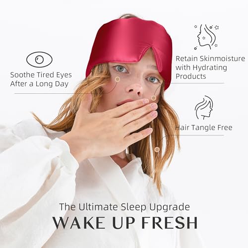 Silk Sleep Mask for Women and Men (Red)