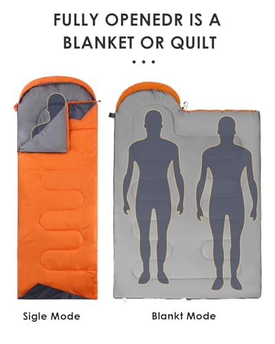 Sleeping Bags for Adults Women Backpacking Lightweight Waterproof (3.3lb Orange)