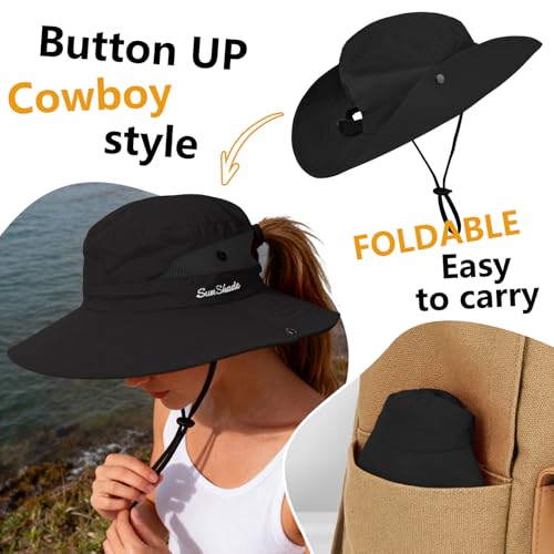 Women's Ponytail Safari Sun Hat (6 3/4-6 7/8 / 1-black)