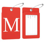 2 Pack Initial Luggage Tags for Suitcases Airplane Travel Essentials (Large M / Red)