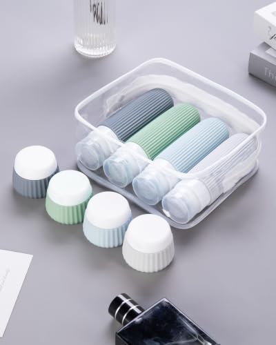 Travel Bottles for Toiletries 8 Pack (Bottle 3oz Jars 1oz / Morning Mist)