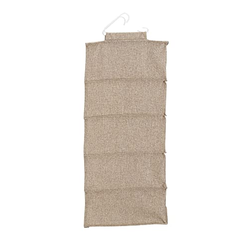 10‑Pocket Hanging Shoe Organizer with Side‑by‑Side Canvas Storage and 2 Hooks for Support (Beige)