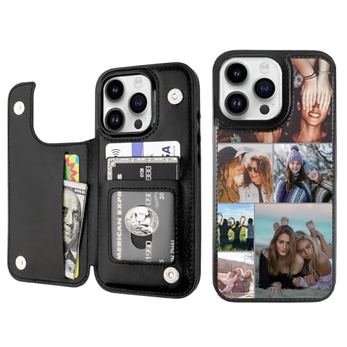 Custom Wallet Phone Case for iPhone 15 Pro Max (Black-C / iPhone 15 Pro Max)