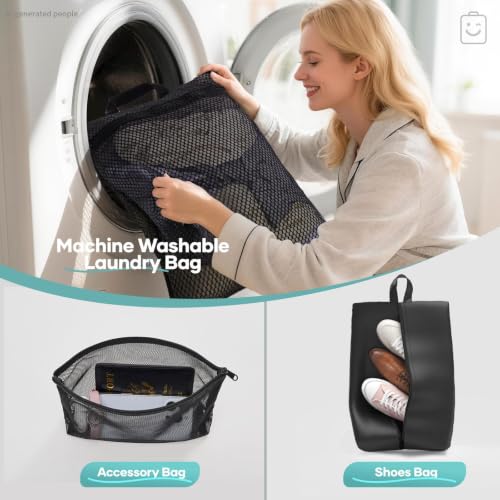 11 Set Compression Packing Cubes Garment Bags for Travel Essentials (Black / 11 set)