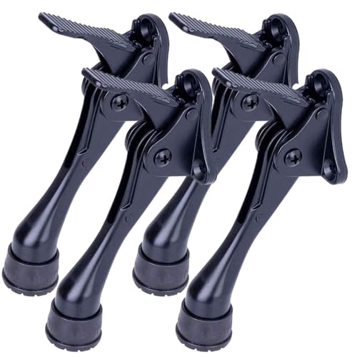 One Touch Kickdown Door Stopper (Black / 4 INCH X 4 PACK)
