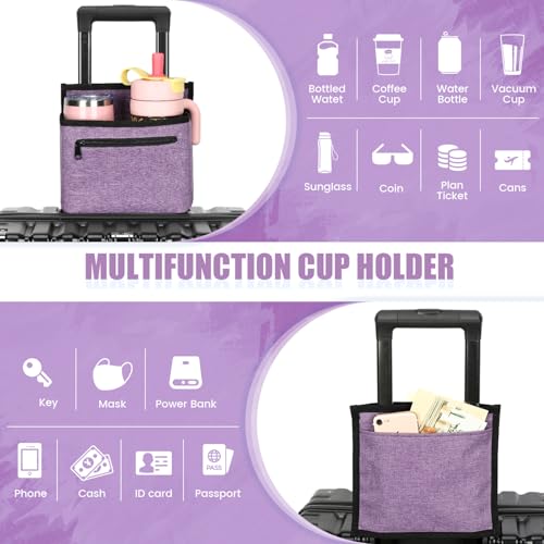 Luggage Travel Cup Holder for Suitcase (Purple)