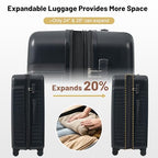 Luggage Sets Front Opening (2-piece Set / Black+bag)