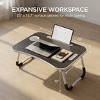 23" Foldable Lap Desk for Laptop Writing w (Black-gold)