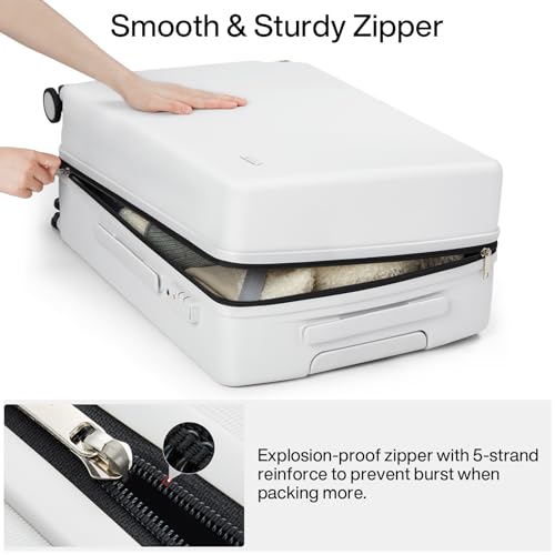 Hard Shell Luggage Sets 3 Pieces (Smoke White / 16+24+28 Inch)