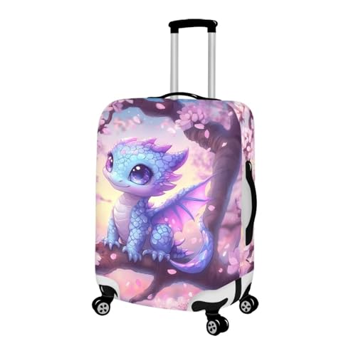 Dragon Suitcase Cover Travel Luggage Protector Washable Elastic Suitcase Covers Anti (S(for 18-21 inch luggage) / Dragon Cherry Blossom)