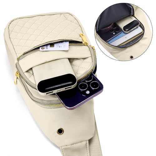 Small Sling Bag For Women Men Casual Crossbody Sling Backpack (8002-beige)